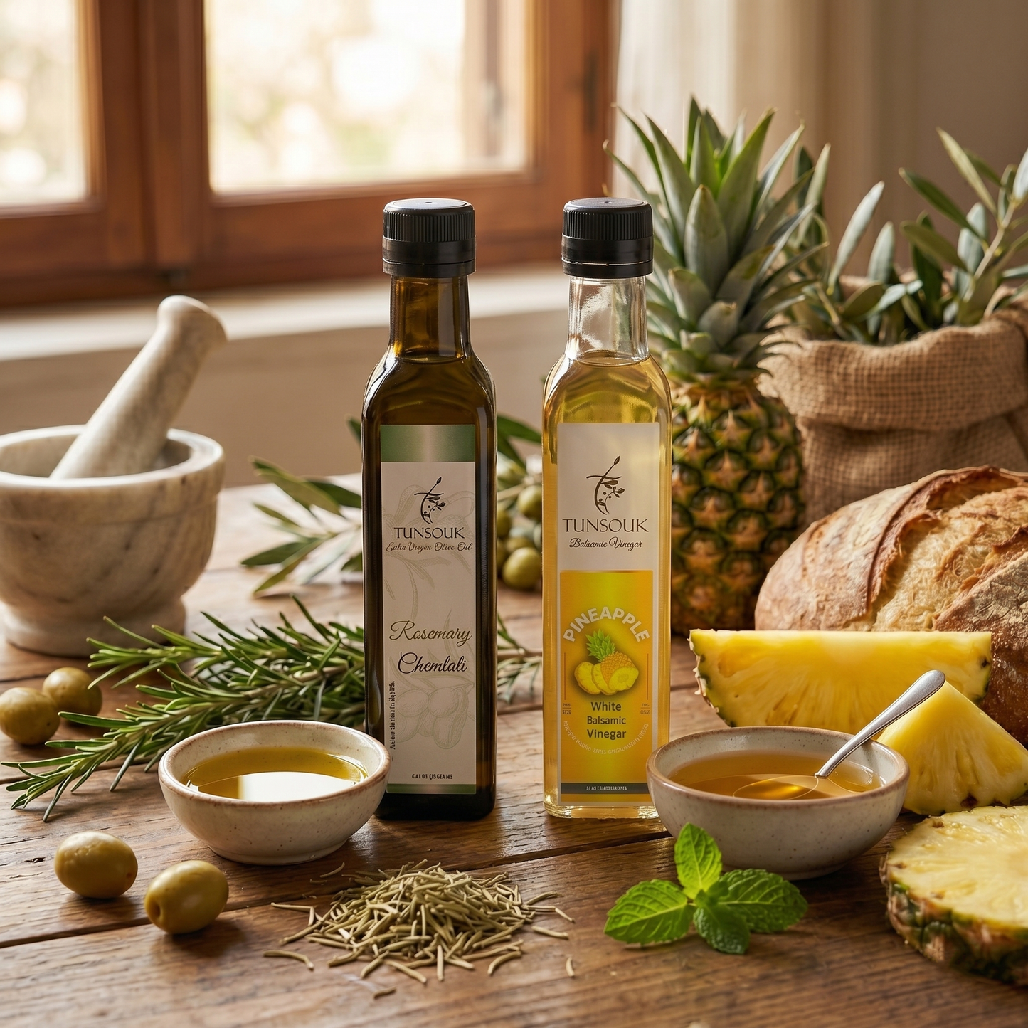 The Tropical Savory Combo : Rosemary Olive Oil + Pineapple Balsamic