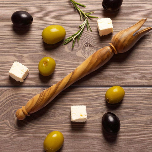 Handcrafted Olive Wood Olive Fork | Rustic Appetizer & Olive Picker | Mediterranean Charcuterie Utensil | Unique Foodie Gift - Tunsouk | Premium Olive Oil π« & Olivewood