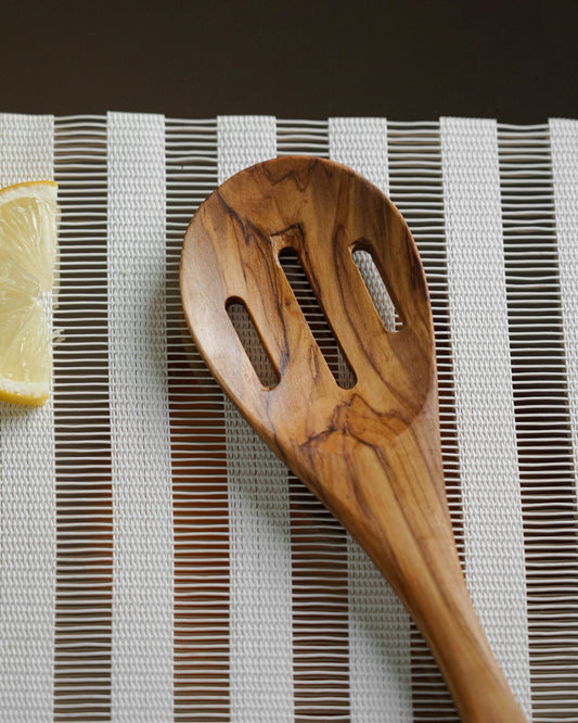 Handmade Olive Wood Slotted Spoon - Tunsouk | Premium Olive Oil 🫒 & Olivewood