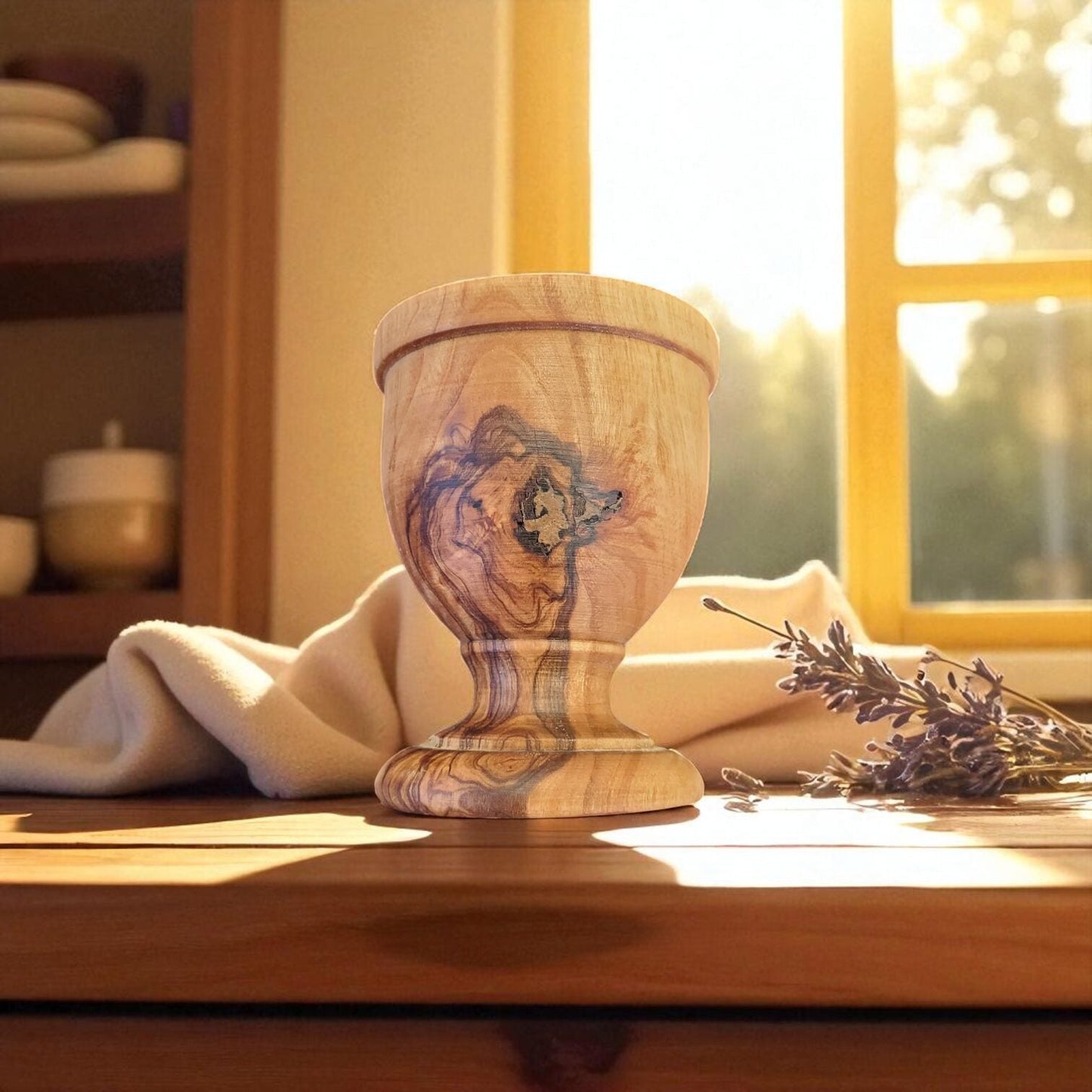 Rustic Olive Wood Egg Cups - Tunsouk | Premium Olive Oil ๐ซ & Olivewood