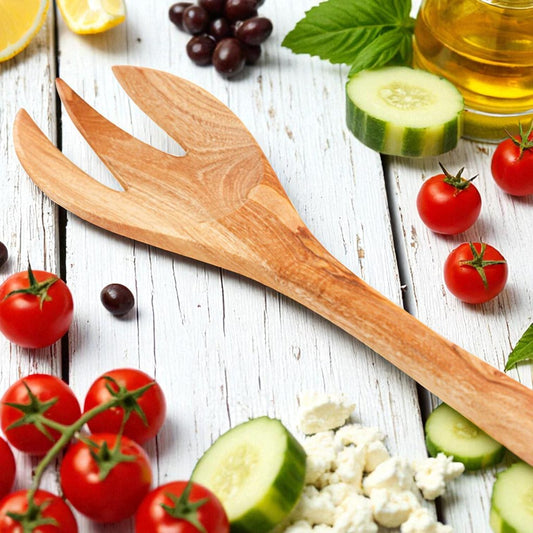 Salad Fork Handmade from Olive Wood - Tunsouk | Premium Olive Oil 🫒 & Olivewood