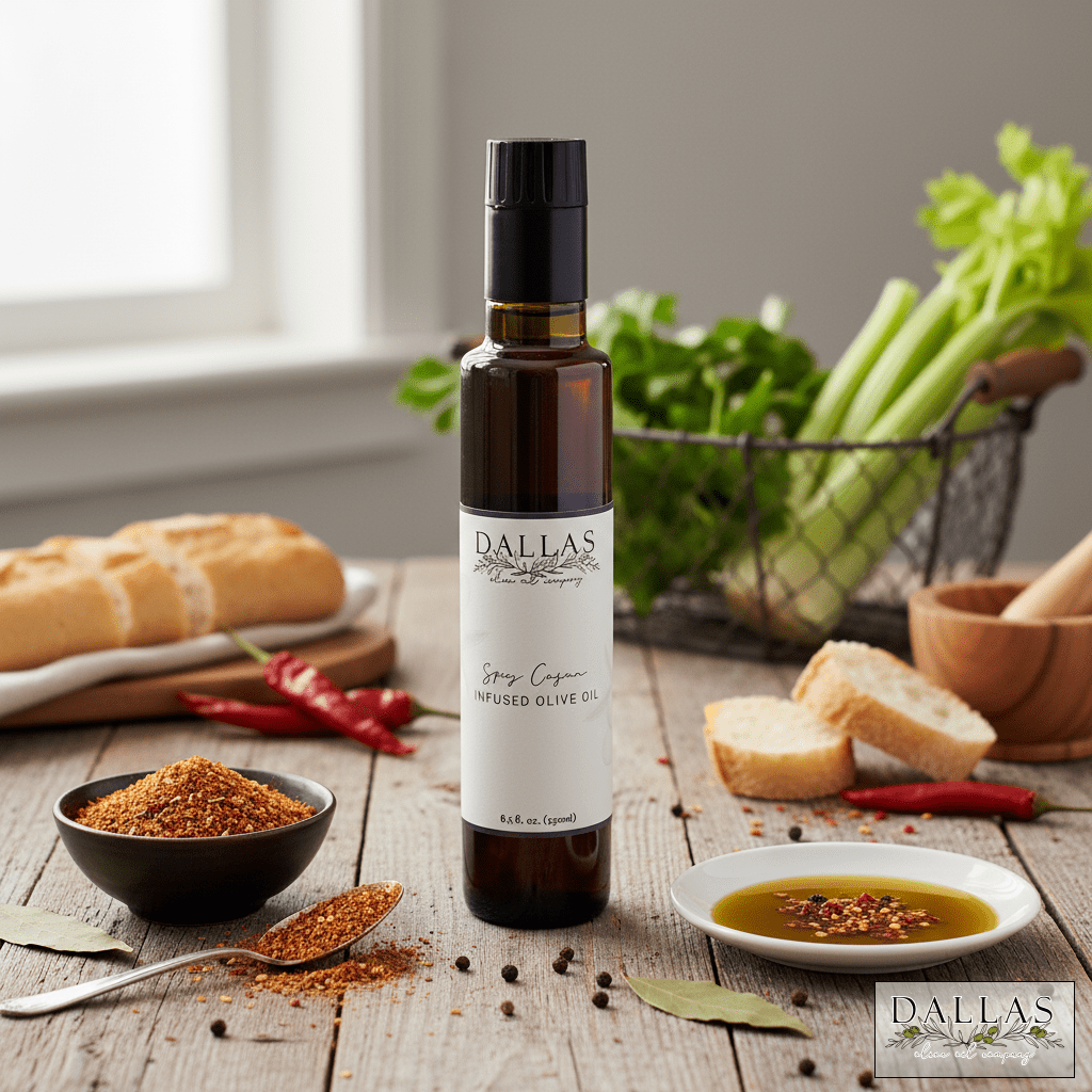 Spicy Cajun Infused Olive Oil - Tunsouk | Premium Olive Oil 🫒 & Olivewood
