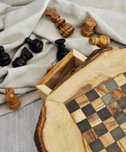 Luxury chessboard with integrated drawer and pieces