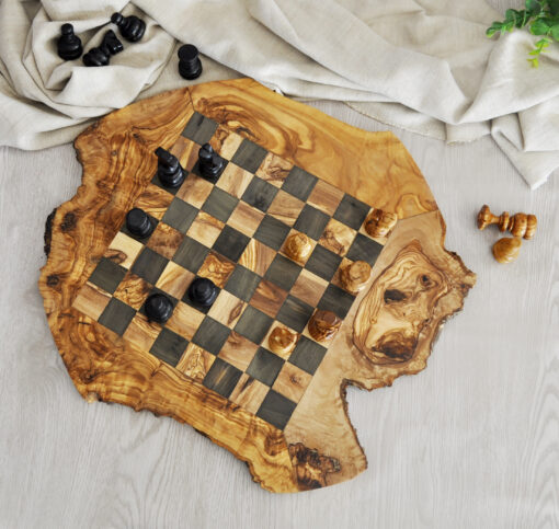 Handcrafted irregular rustic chess set with smooth surface