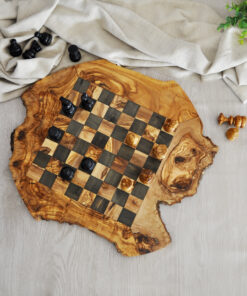 Minimalist olive wood chessboard showcasing natural beauty