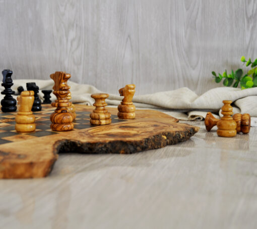 Handcrafted irregular rustic chess set with smooth surface