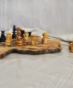 Unique olive wood chessboard with organic edges