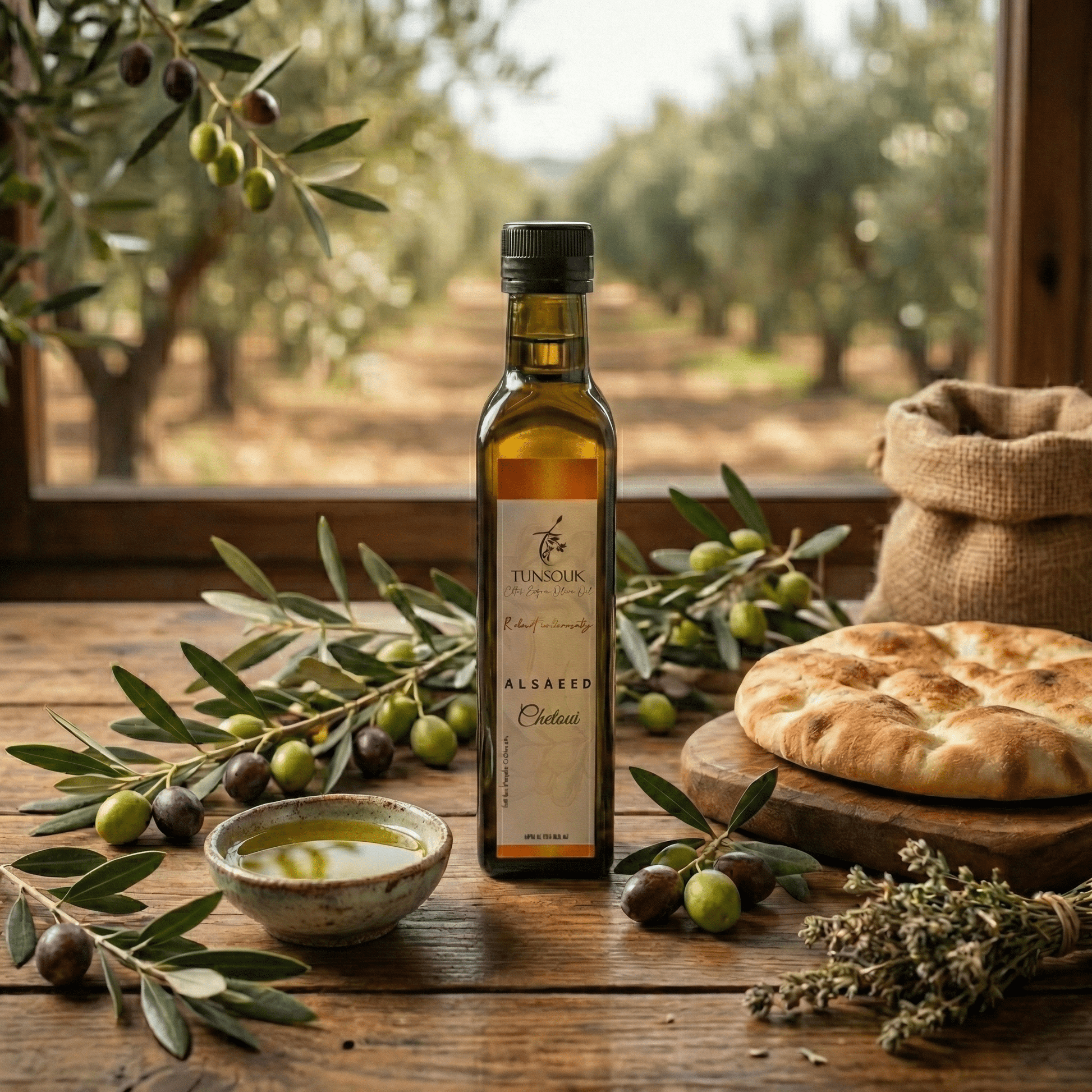 ALSAEED Chetoui Extra Virgin Olive Oil (Robust Intensity) - 250ml - Tunsouk | Premium Olive Oil 🫒 & Olivewood