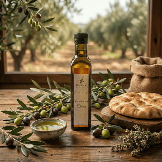 ALSAEED Chetoui Extra Virgin Olive Oil (Robust Intensity) - 250ml - Tunsouk | Premium Olive Oil 🫒 & Olivewood