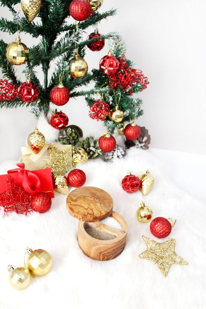 Custom Olive Wood Salt Cellar with Lid - Artisan Salt & Pepper Holder with Dual Sections | Perfect gift for cooks | - Tunsouk | Premium Olive Oil 🫒 & Olivewood