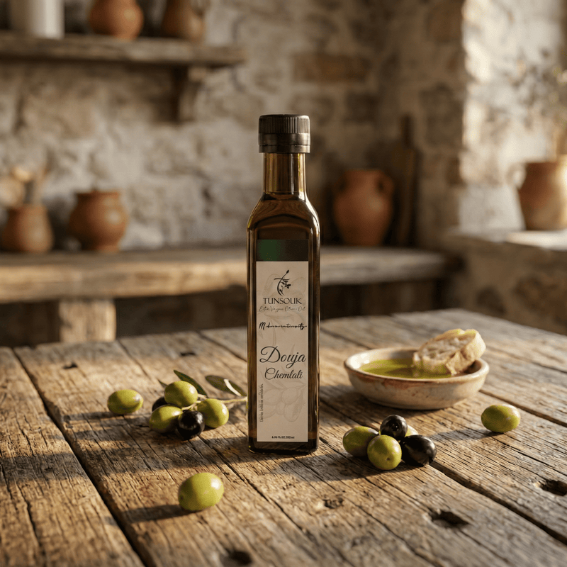 Douja Chemlali Extra Virgin Olive Oil (250ml) - Tunsouk | Premium Olive Oil 🫒 & Olivewood