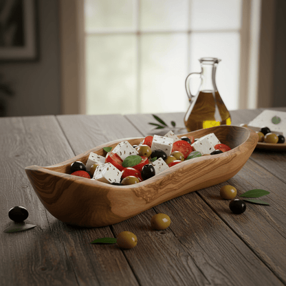 Handcrafted Olive Wood Boat Bowls - Tunsouk | Premium Olive Oil 🫒 & Olivewood