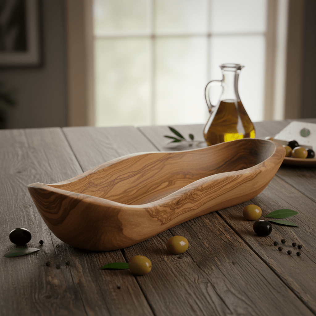 Handcrafted Olive Wood Boat Bowls - Tunsouk | Premium Olive Oil 🫒 & Olivewood