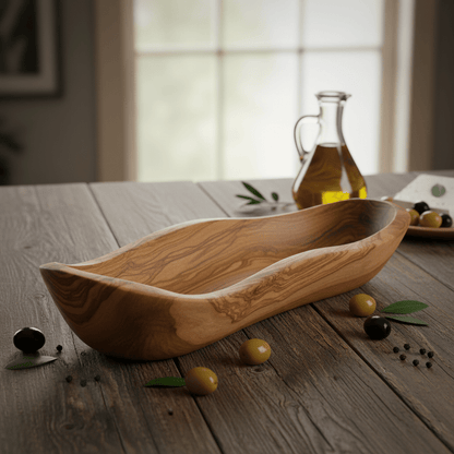 Handcrafted Olive Wood Boat Bowls - Tunsouk | Premium Olive Oil 🫒 & Olivewood