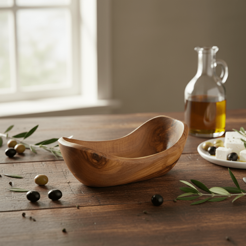 Handcrafted Olive Wood Boat Bowls - Tunsouk | Premium Olive Oil 🫒 & Olivewood