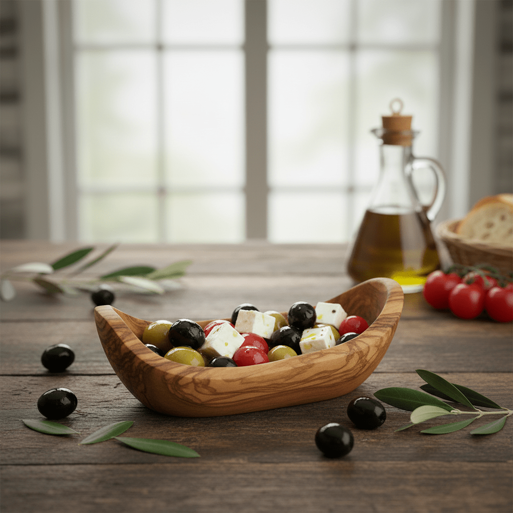 Handcrafted Olive Wood Boat Bowls - Tunsouk | Premium Olive Oil 🫒 & Olivewood