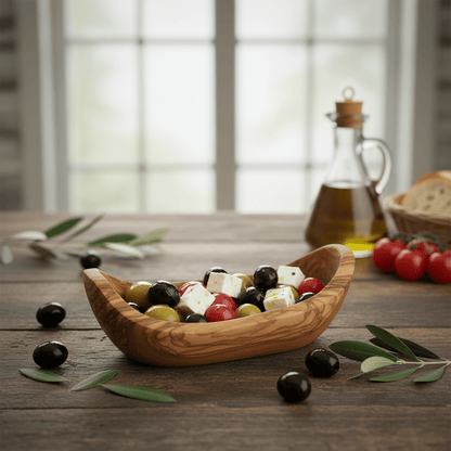 Handcrafted Olive Wood Boat Bowls - Tunsouk | Premium Olive Oil 🫒 & Olivewood