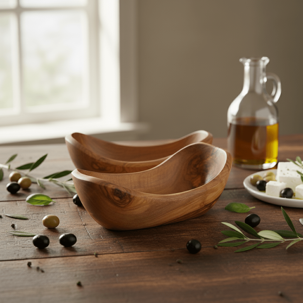 Handcrafted Olive Wood Boat Bowls - Tunsouk | Premium Olive Oil 🫒 & Olivewood