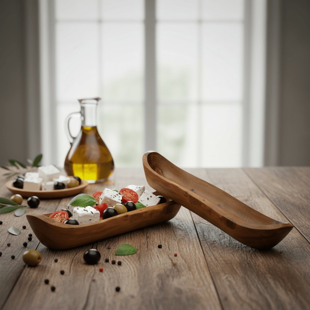 Handcrafted Olive Wood Boat Bowls - Tunsouk | Premium Olive Oil 🫒 & Olivewood