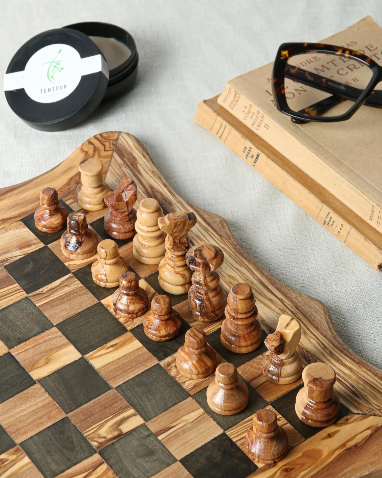 Handcrafted Olive Wood Chess Set - Tunsouk | Premium Olive Oil 🫒 & Olivewood