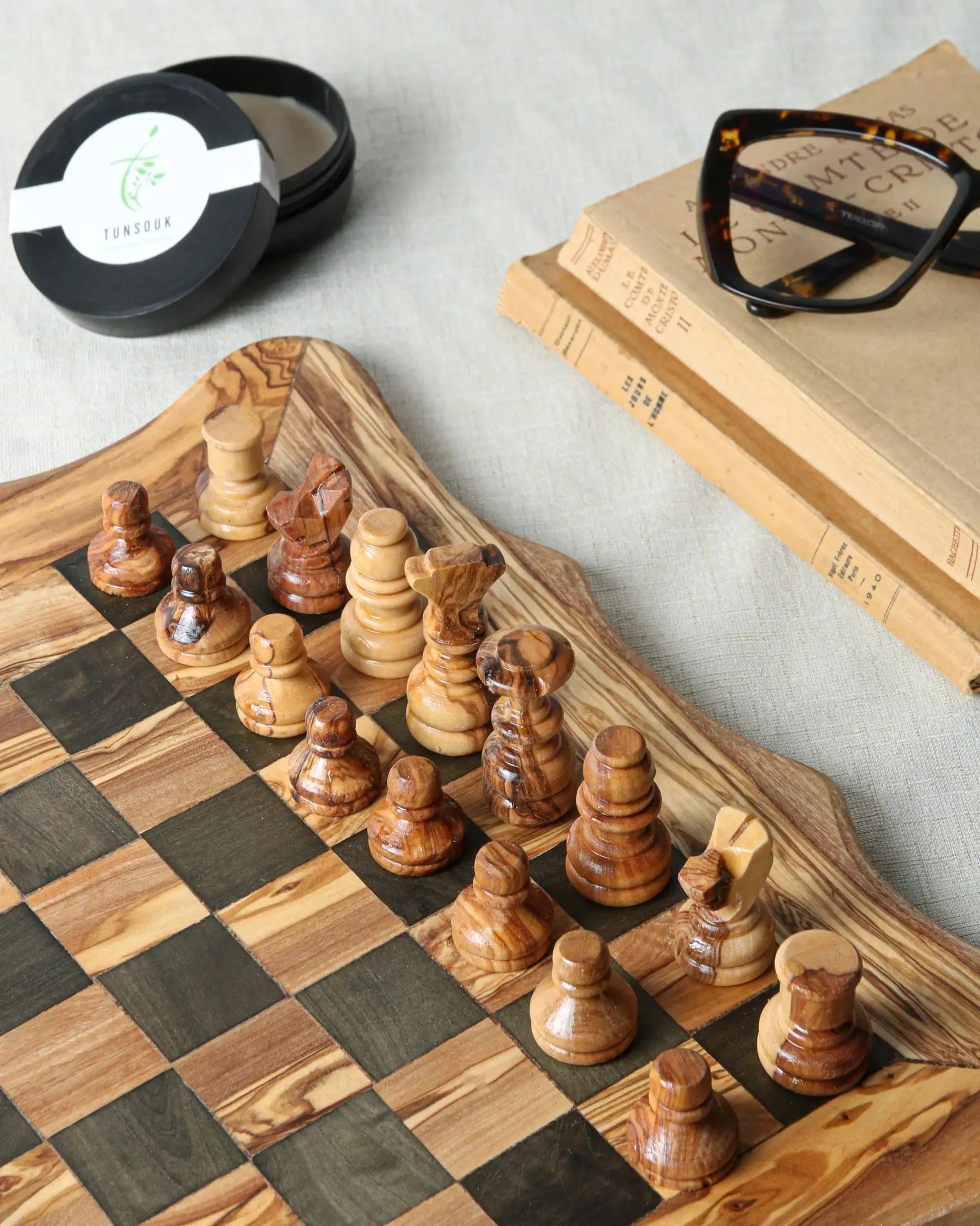 Handcrafted Olive Wood Chess Set - Tunsouk | Premium Olive Oil 🫒 & Olivewood