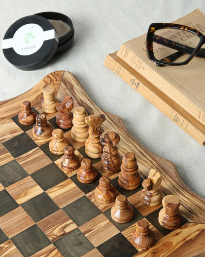 Handcrafted Olive Wood Chess Set - Tunsouk | Premium Olive Oil 🫒 & Olivewood