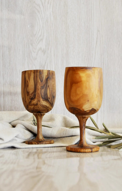 Handcrafted Olive Wood Goblet - Tunsouk | Premium Olive Oil 🫒 & Olivewood