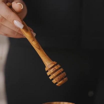 Handcrafted Olive Wood Honey Dipper | 6 - Inch Wooden Honey Wand | Rustic Kitchen Utensil | Perfect Tea & Foodie Gift | Natural Honey Drizzler - Tunsouk | Premium Olive Oil 🫒 & Olivewood
