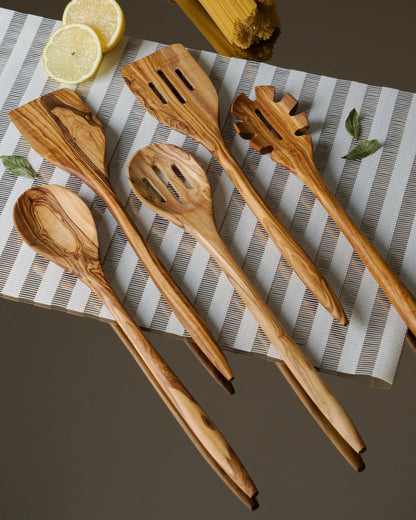 Handcrafted Olive Wood Kitchen Utensil Set - Tunsouk | Premium Olive Oil 🫒 & Olivewood