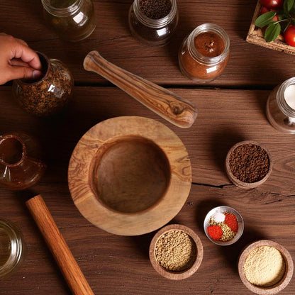 Handcrafted Olive Wood Mortar & Pestle - Tunsouk | Premium Olive Oil 🫒 & Olivewood
