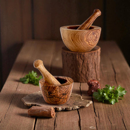 Handcrafted Olive Wood Mortar & Pestle - Tunsouk | Premium Olive Oil 🫒 & Olivewood