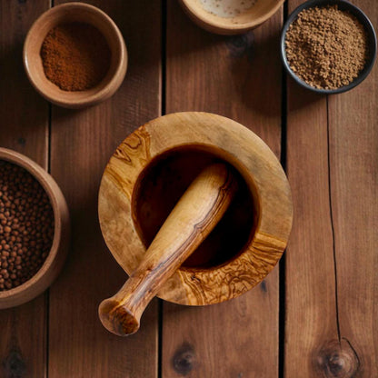 Handcrafted Olive Wood Mortar & Pestle - Tunsouk | Premium Olive Oil 🫒 & Olivewood