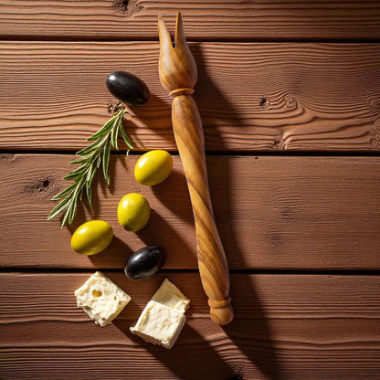 Handcrafted Olive Wood Olive Fork | Rustic Appetizer & Olive Picker | Mediterranean Charcuterie Utensil | Unique Foodie Gift - Tunsouk | Premium Olive Oil 🫒 & Olivewood