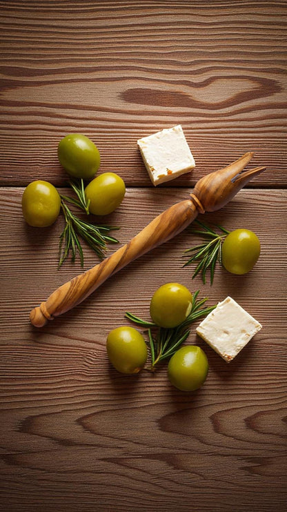 Handcrafted Olive Wood Olive Fork | Rustic Appetizer & Olive Picker | Mediterranean Charcuterie Utensil | Unique Foodie Gift - Tunsouk | Premium Olive Oil 🫒 & Olivewood