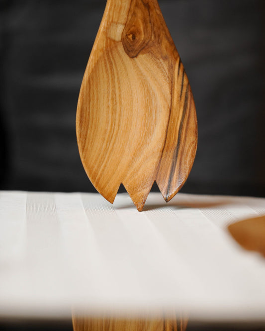 Handcrafted Olive Wood Serving Spork - Tunsouk | Premium Olive Oil 🫒 & Olivewood
