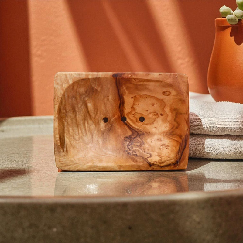 Handcrafted Olive Wood Soap Dish - Tunsouk | Premium Olive Oil 🫒 & Olivewood