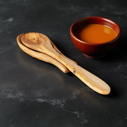 Handcrafted Olive Wood Spoon Rest - Tunsouk | Premium Olive Oil 🫒 & Olivewood