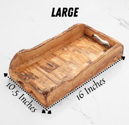 Handcrafted Olive Wood Tray with Handles | Rustic Wooden Serving Tray - Tunsouk | Premium Olive Oil 🫒 & Olivewood