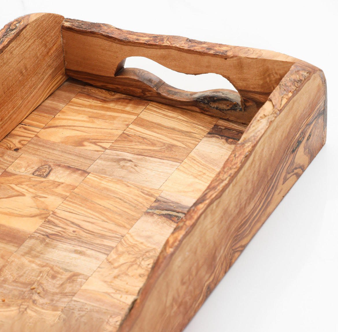 Handcrafted Olive Wood Tray with Handles | Rustic Wooden Serving Tray - Tunsouk | Premium Olive Oil 🫒 & Olivewood