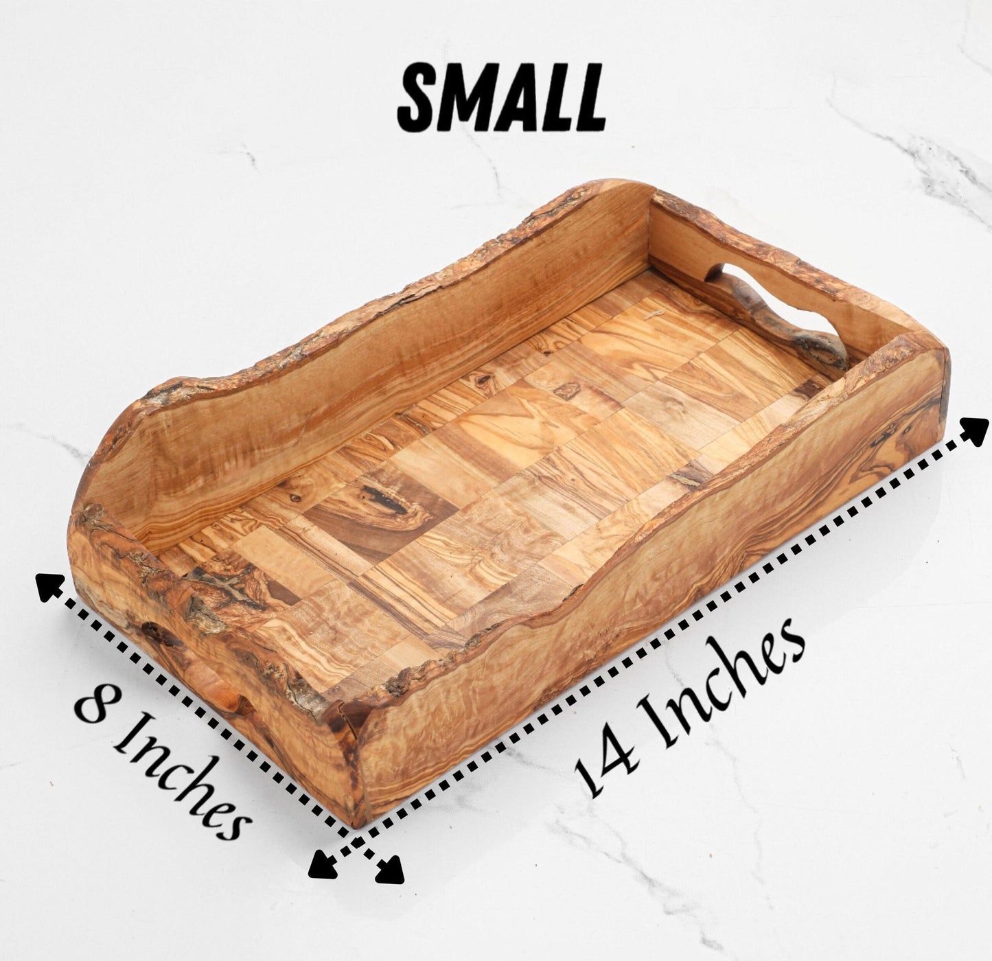 Handcrafted Olive Wood Tray with Handles | Rustic Wooden Serving Tray - Tunsouk | Premium Olive Oil 🫒 & Olivewood