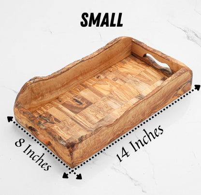 Handcrafted Olive Wood Tray with Handles | Rustic Wooden Serving Tray - Tunsouk | Premium Olive Oil 🫒 & Olivewood