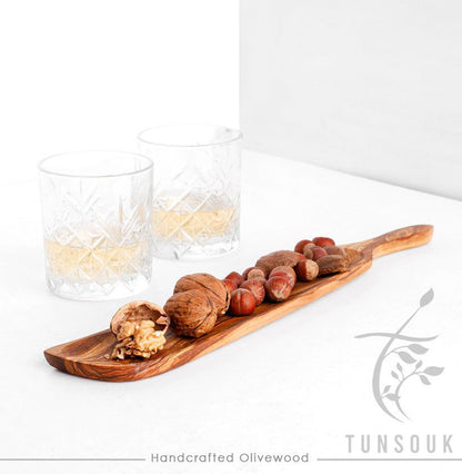 Handcrafted Snack Tray | Charcuterie Tray| Personalized Cheese Board | Rectangular Wooden Platter for Entertaining and Gifting + Beeswax - Tunsouk | Premium Olive Oil 🫒 & Olivewood