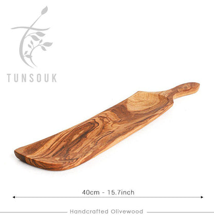 Handcrafted Snack Tray | Charcuterie Tray| Personalized Cheese Board | Rectangular Wooden Platter for Entertaining and Gifting + Beeswax - Tunsouk | Premium Olive Oil 🫒 & Olivewood