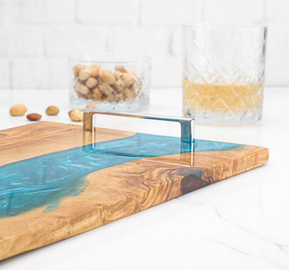 Handmade Olive Wood and Resin Tray - Tunsouk | Premium Olive Oil 🫒 & Olivewood