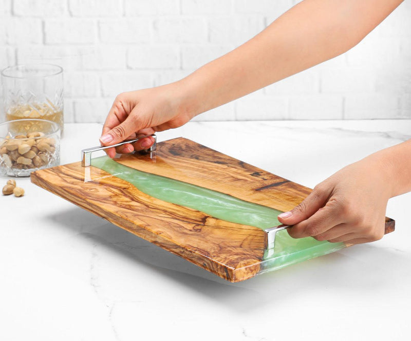Handmade Olive Wood and Resin Tray - Tunsouk | Premium Olive Oil 🫒 & Olivewood