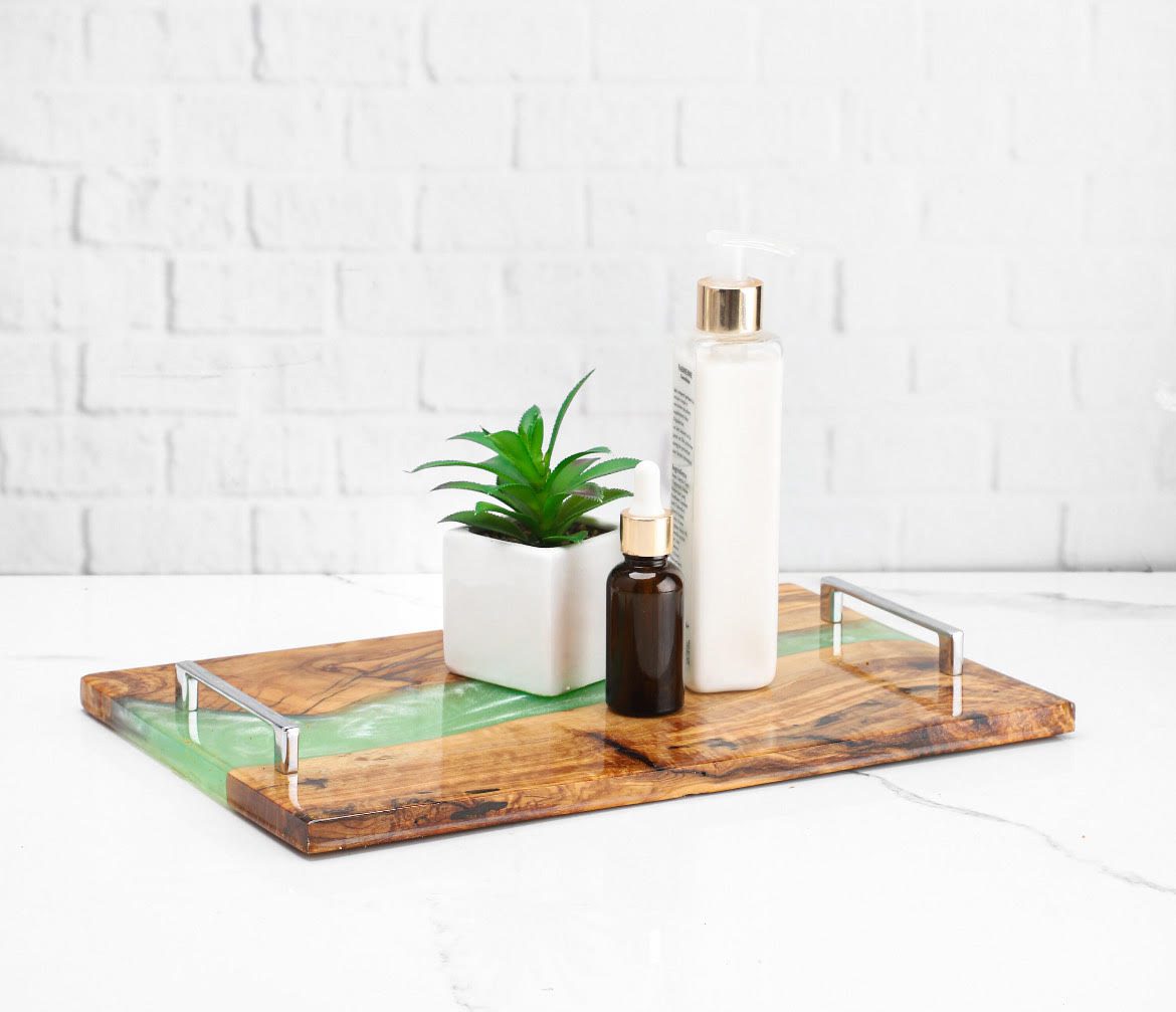 Handmade Olive Wood and Resin Tray - Tunsouk | Premium Olive Oil 🫒 & Olivewood