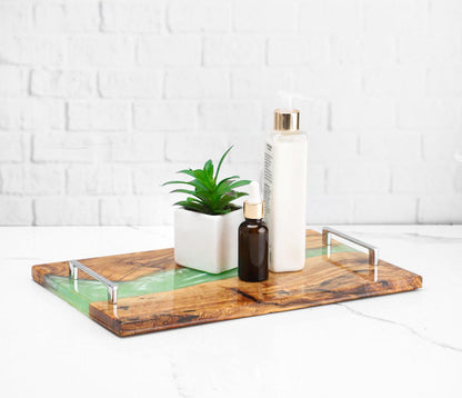 Handmade Olive Wood and Resin Tray - Tunsouk | Premium Olive Oil 🫒 & Olivewood