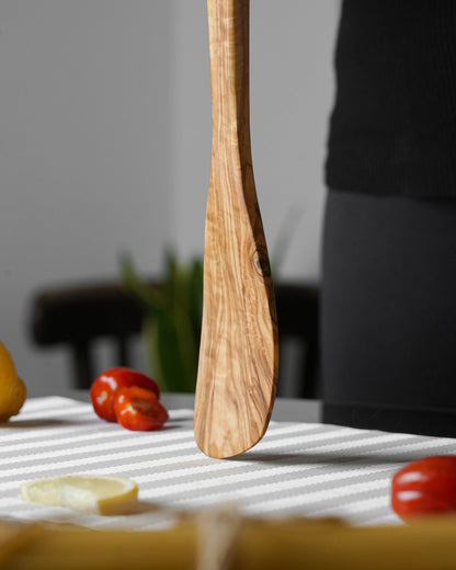 Handmade Olive Wood Corner Spatula - Tunsouk | Premium Olive Oil 🫒 & Olivewood