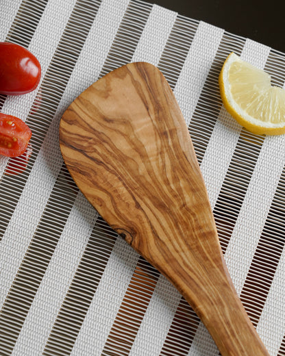 Handmade Olive Wood Corner Spatula - Tunsouk | Premium Olive Oil 🫒 & Olivewood