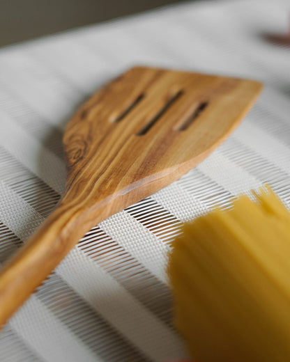 Handmade Olive Wood Slotted Spatula - Tunsouk | Premium Olive Oil 🫒 & Olivewood